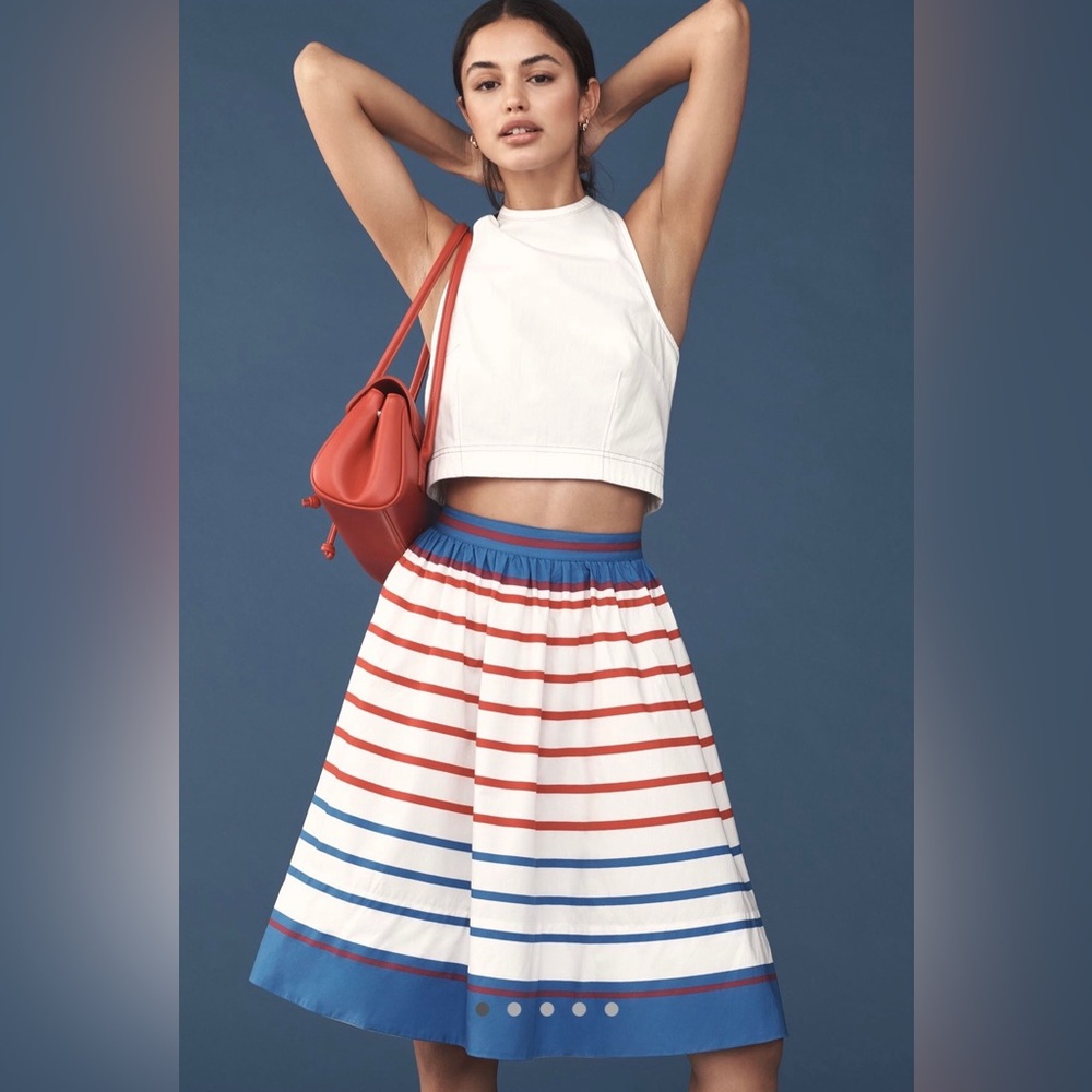 The Jacie Poplin Printed Knee-Length Skirt by Maeve - Picture 2 of 11